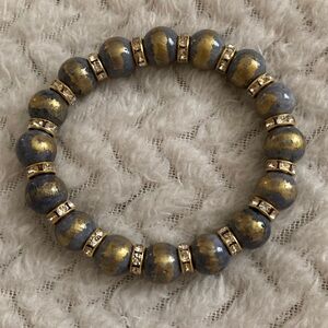 Handmade Gold and Gray Beaded Bracelet